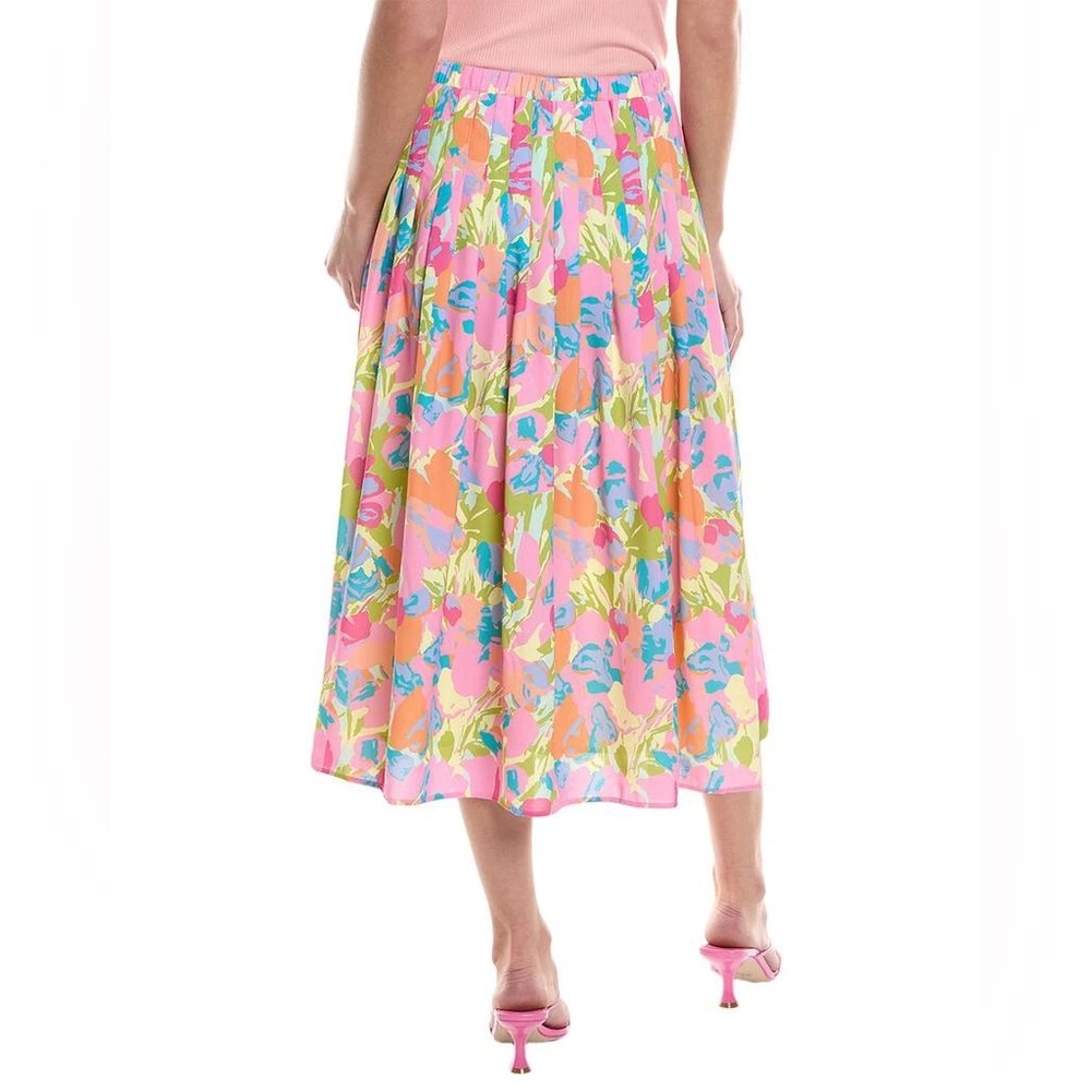 CROSBY by Mollie Burch Mallie Pleated Side Zip Midi Skirt in Floral Haze XL - Picture 4 of 8